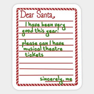 Dear santa (musical theatre tickets) Sticker